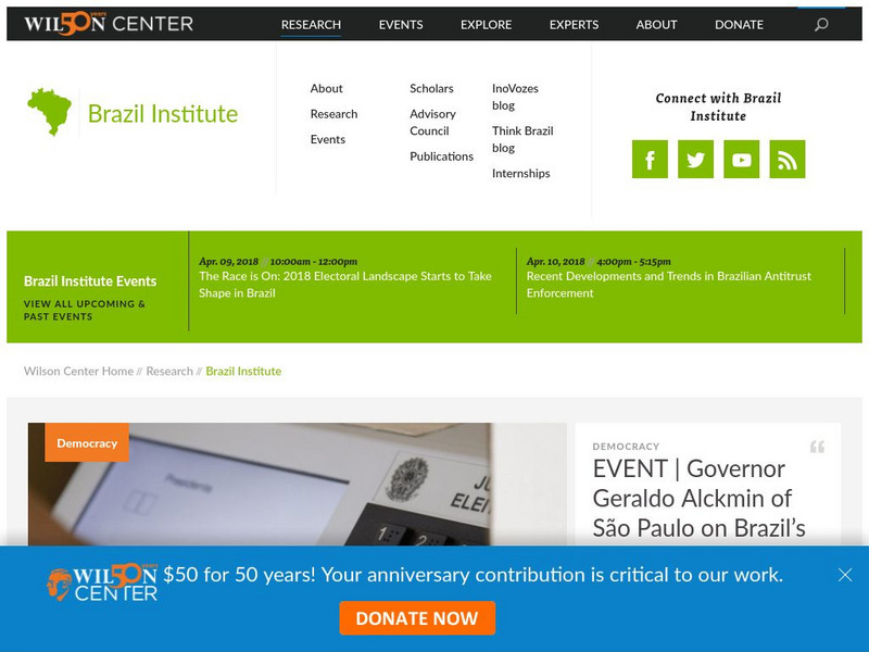 Wilson Center: Brazil Institute Website