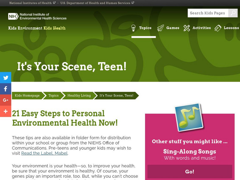 Niehs: Kids' Pages: It's Your Scene, Teen! Activity Niehs: Kids' Pages: It's Your Scene, Teen! Activity