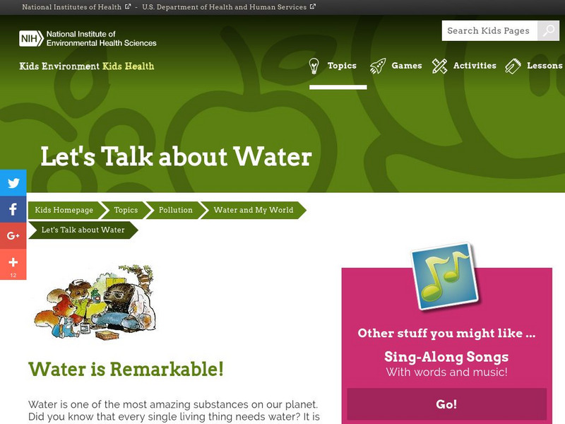 National Institute of Environmental Health Sciences: Let's Talk About Water Handout National Institute of Environmental Health Sciences: Let's Talk About Water Handout