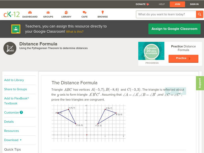 Ck 12: Algebra: Distance Formula Unit Plan Ck 12: Algebra: Distance Formula Unit Plan