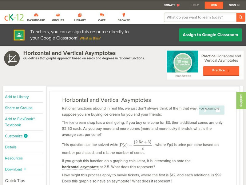 Ck 12: Algebra: Horizontal and Vertical Asymptotes Unit Plan Ck 12: Algebra: Horizontal and Vertical Asymptotes Unit Plan