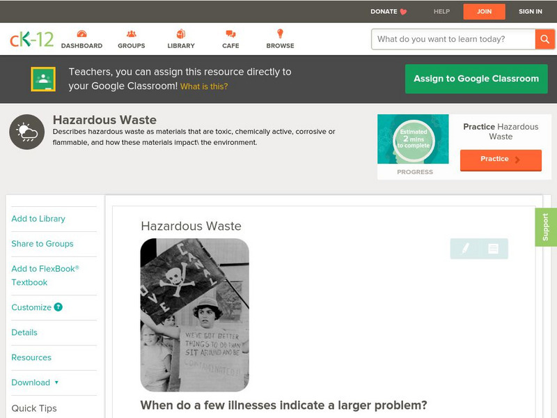 Ck 12: Earth Science: Hazardous Waste Unit Plan Ck 12: Earth Science: Hazardous Waste Unit Plan