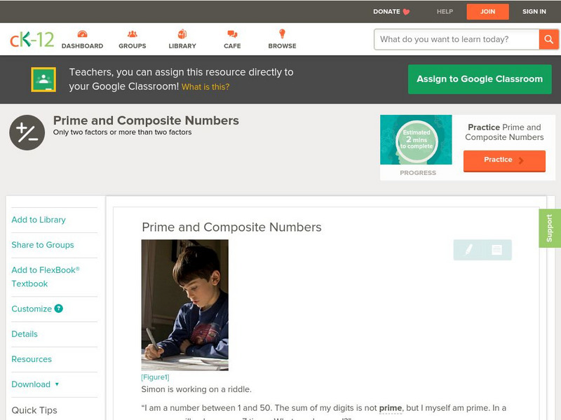 Ck 12: Arithmetic: Prime and Composite Numbers Unit Plan