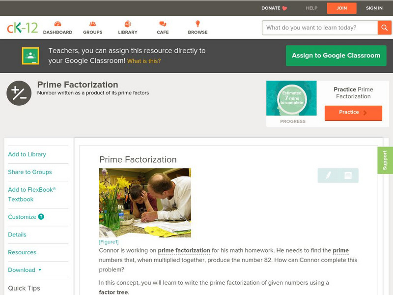 Ck 12: Arithmetic: Prime Factorization Unit Plan
