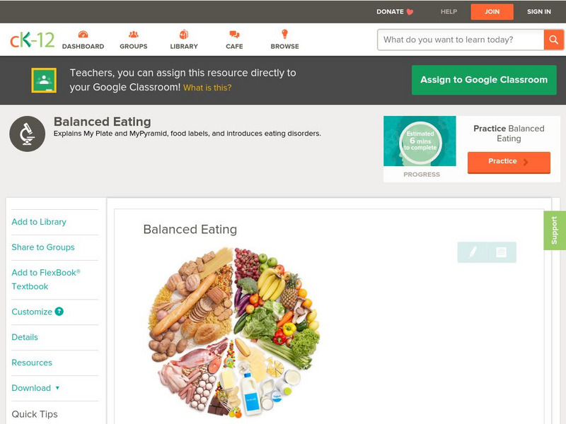 Ck 12: Biology: Balanced Eating Unit Plan Ck 12: Biology: Balanced Eating Unit Plan