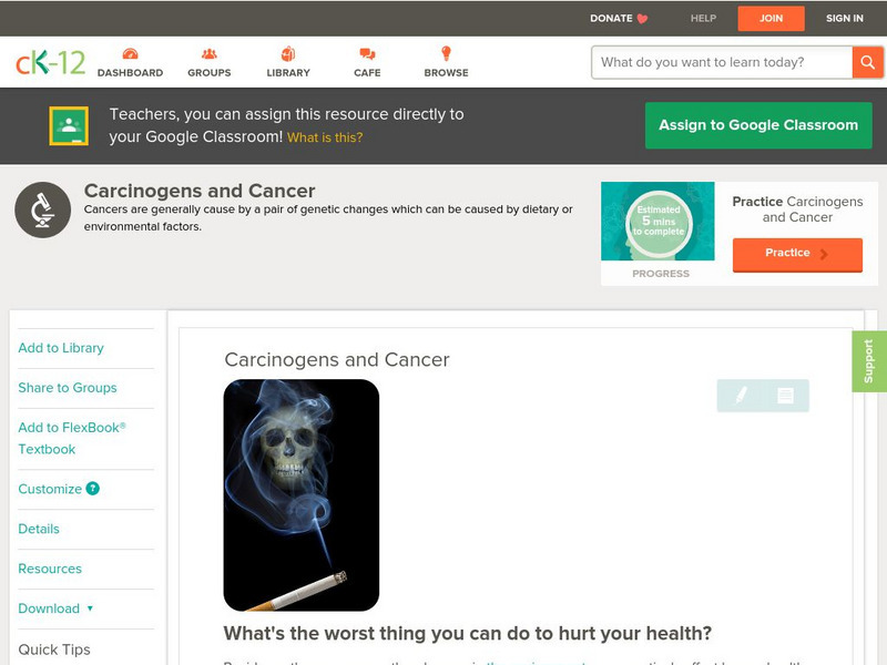 Ck 12: Biology: Carcinogens and Cancer Unit Plan Ck 12: Biology: Carcinogens and Cancer Unit Plan