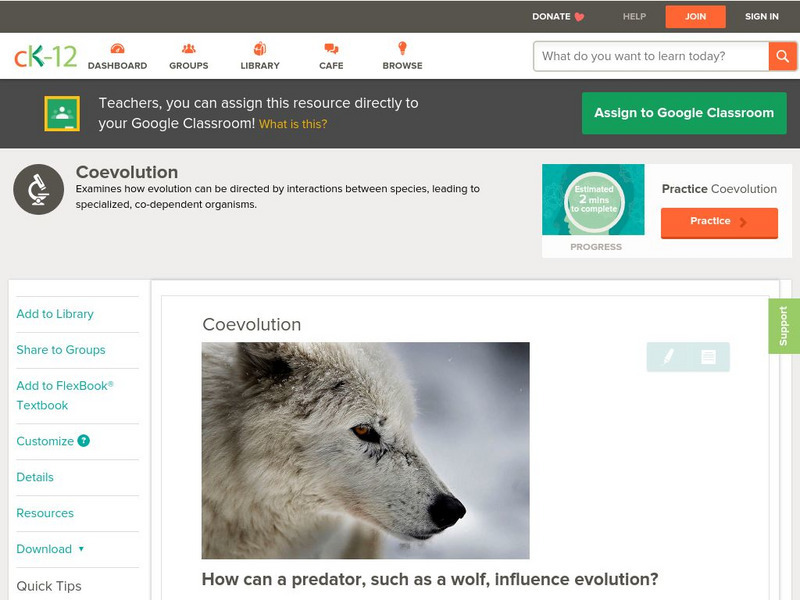 Ck 12: Biology: Coevolution Unit Plan