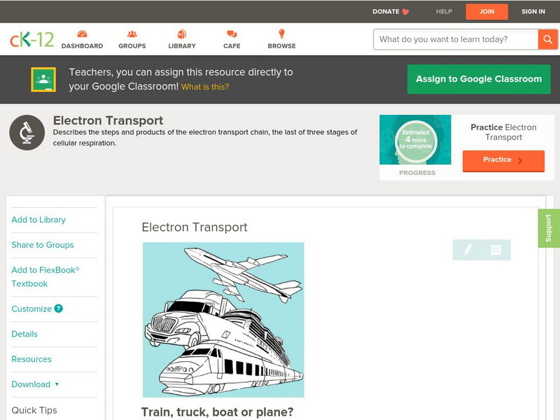 Ck 12: Biology: Electron Transport Unit Plan Ck 12: Biology: Electron Transport Unit Plan