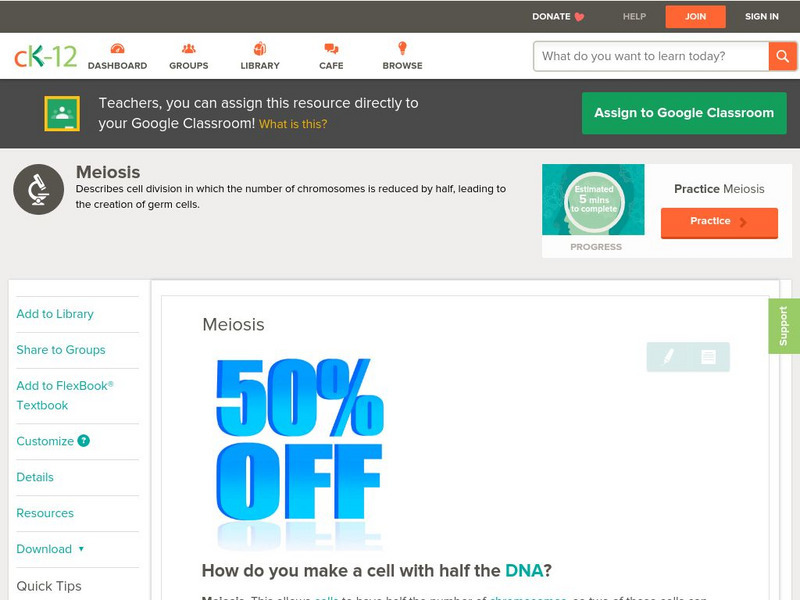 Ck 12: Biology: Meiosis Unit Plan Ck 12: Biology: Meiosis Unit Plan