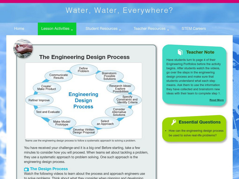 Thinkport: Water, Water, Everywhere: The Engineering Design Process Activity