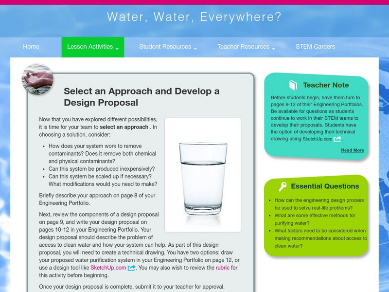Thinkport: Water, Water, Everywhere: Approach and Design Proposal Activity