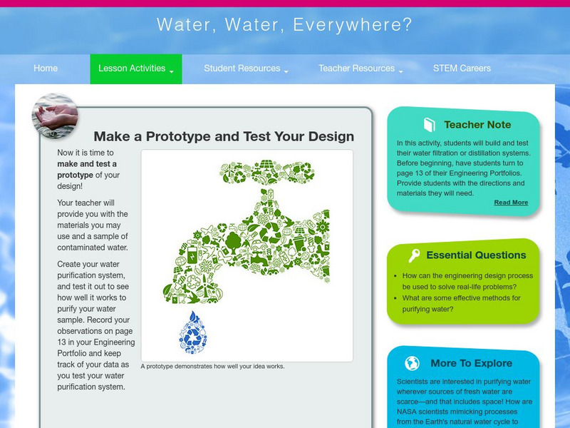 Thinkport: Water, Water, Everywhere: Make a Prototype and Test Your Design Activity