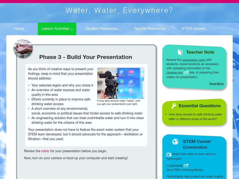Thinkport: Water, Water, Everywhere: Phase 3 Build Your Presentation Activity Thinkport: Water, Water, Everywhere: Phase 3 Build Your Presentation Activity