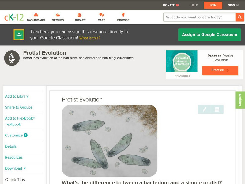 Ck 12: Biology: Protist Evolution Unit Plan Ck 12: Biology: Protist Evolution Unit Plan