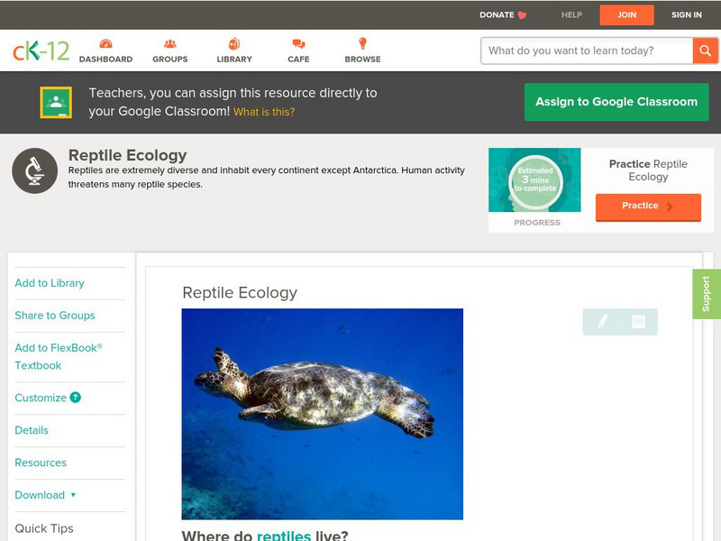 Ck 12: Biology: Reptile Ecology Unit Plan