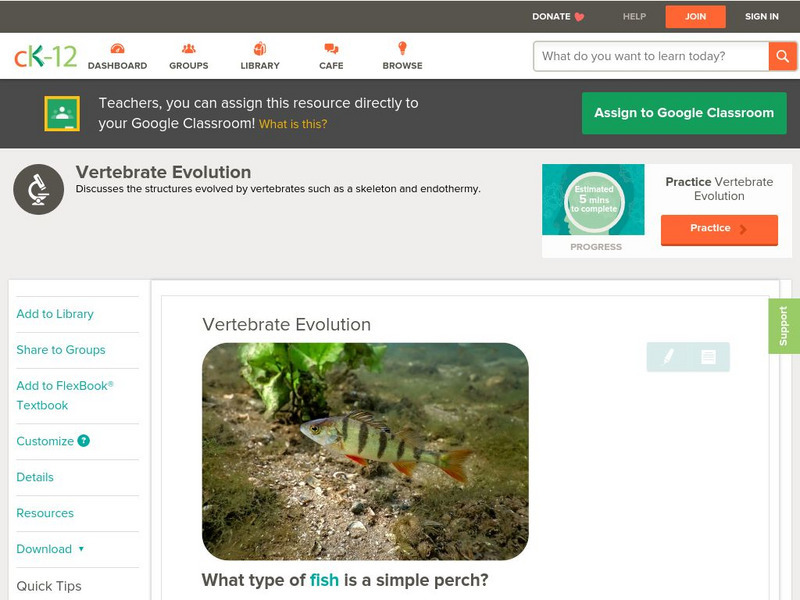 Ck 12: Biology: Vertebrate Evolution Unit Plan