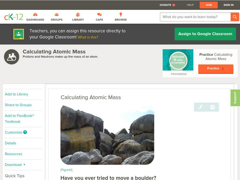 Ck 12: Chemistry: Calculating Atomic Mass Unit Plan