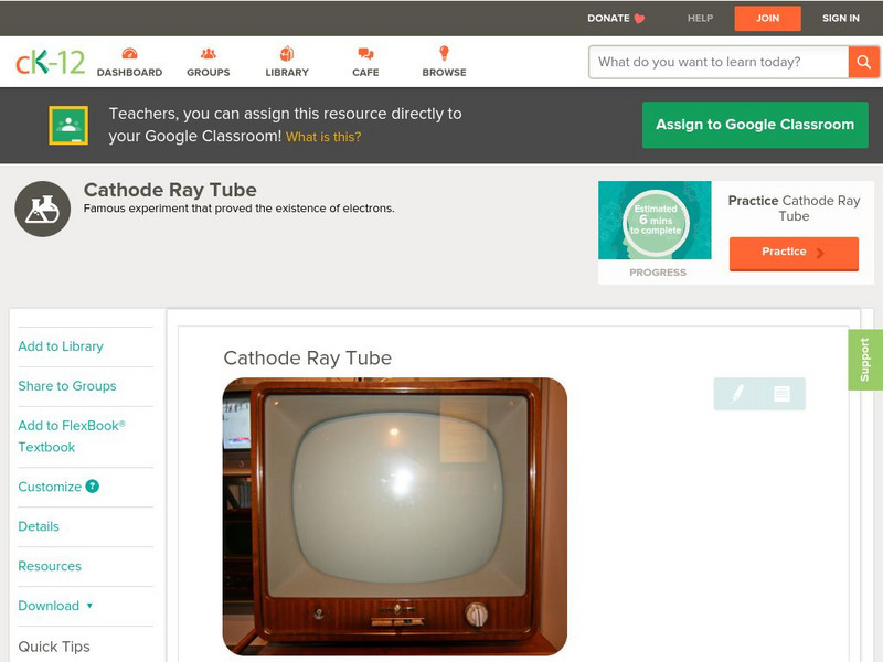 Ck 12: Chemistry: Cathode Ray Tube Unit Plan