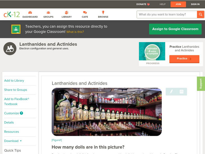 Ck 12: Chemistry: Lanthanides and Actinides Unit Plan Ck 12: Chemistry: Lanthanides and Actinides Unit Plan