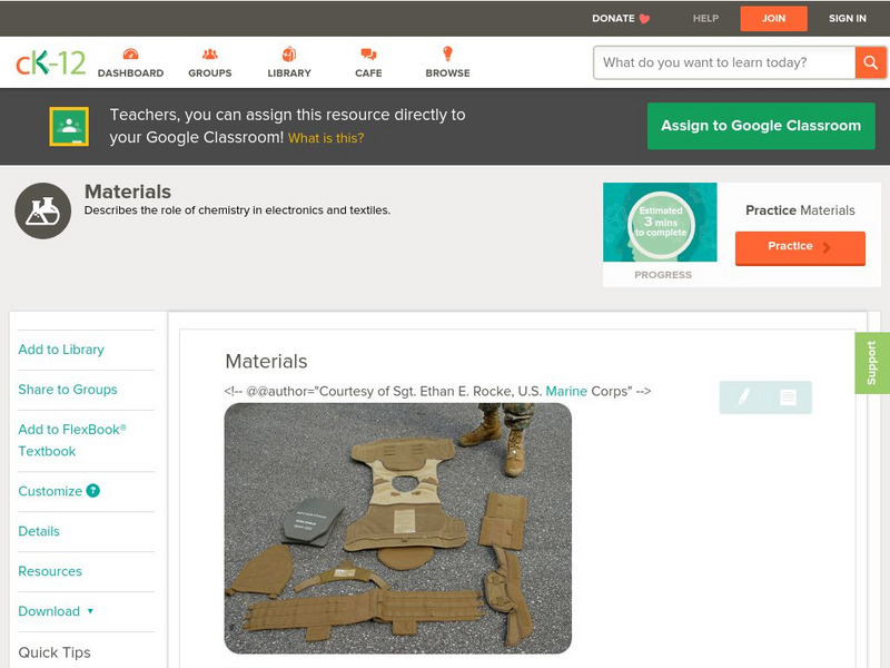 Ck 12: Chemistry: Materials Unit Plan Ck 12: Chemistry: Materials Unit Plan