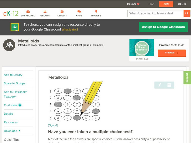 Ck 12: Chemistry: Metalloids Unit Plan