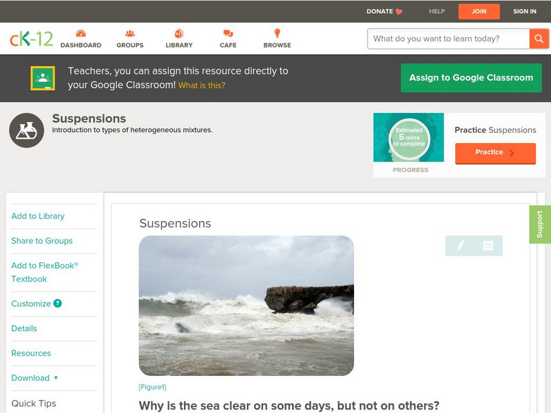 Ck 12: Chemistry: Suspensions Unit Plan Ck 12: Chemistry: Suspensions Unit Plan