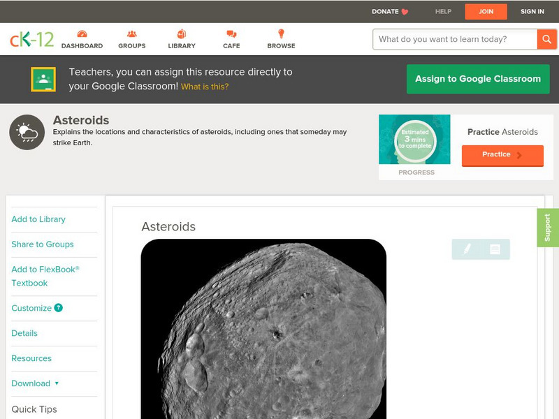 Ck 12: Earth Science: Asteroids Unit Plan Ck 12: Earth Science: Asteroids Unit Plan