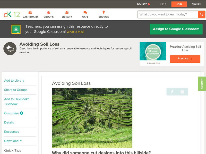 Ck 12: Earth Science: Avoiding Soil Loss Unit Plan Ck 12: Earth Science: Avoiding Soil Loss Unit Plan