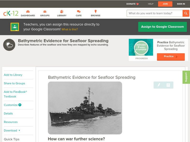 Ck 12: Earth Science: Bathymetric Evidence for Seafloor Spreading Unit Plan Ck 12: Earth Science: Bathymetric Evidence for Seafloor Spreading Unit Plan