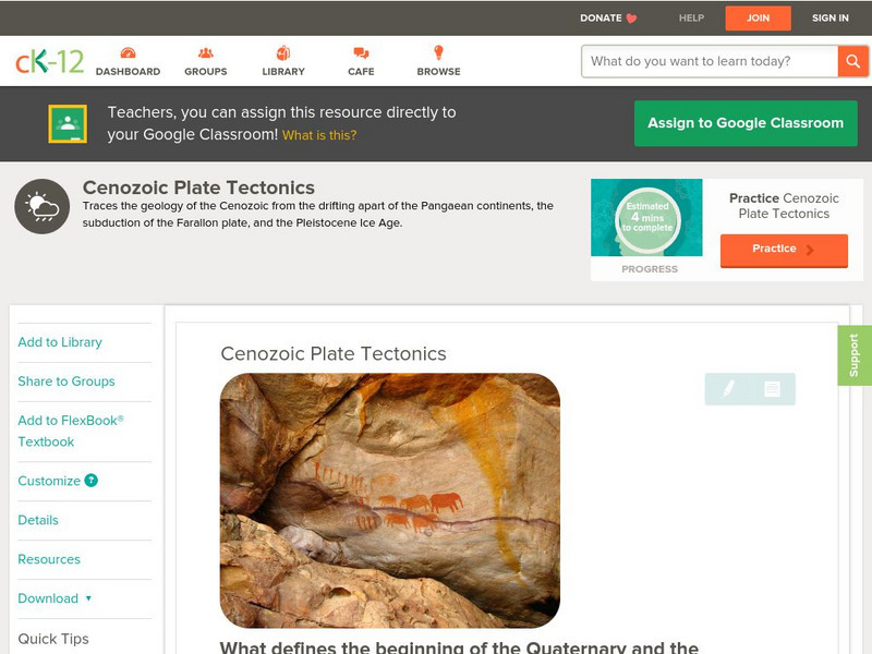 Ck 12: Earth Science: Cenozoic Plate Tectonics Unit Plan Ck 12: Earth Science: Cenozoic Plate Tectonics Unit Plan
