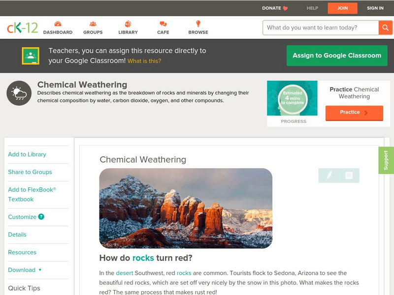 Ck 12: Earth Science: Chemical Weathering Unit Plan Ck 12: Earth Science: Chemical Weathering Unit Plan