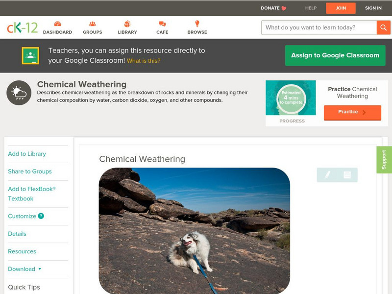 Ck 12: Earth Science: Chemical Weathering Unit Plan Ck 12: Earth Science: Chemical Weathering Unit Plan