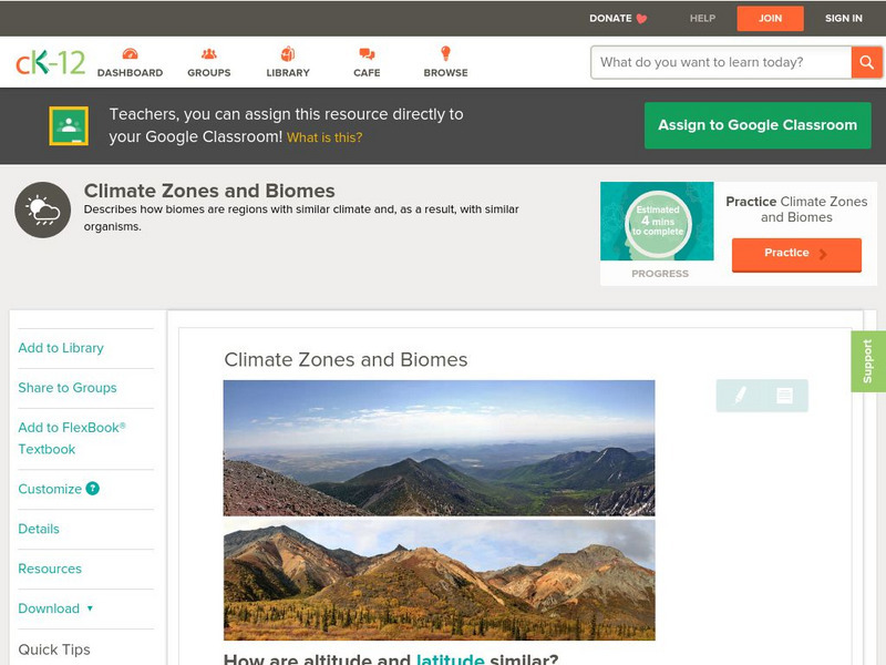 Ck 12: Earth Science: Climate Zones and Biomes Unit Plan Ck 12: Earth Science: Climate Zones and Biomes Unit Plan