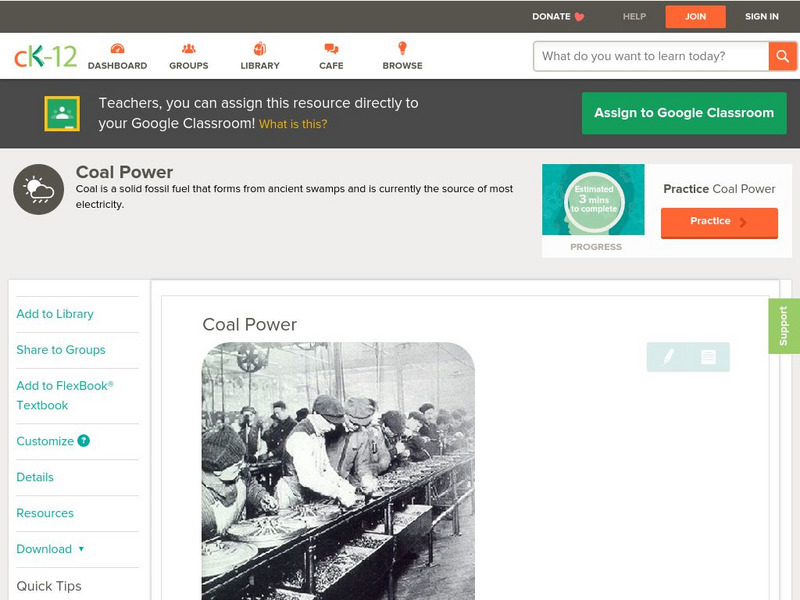 Ck 12: Earth Science: Coal Power Unit Plan Ck 12: Earth Science: Coal Power Unit Plan