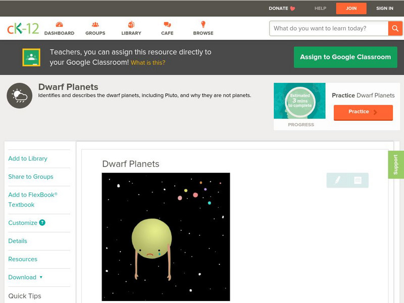 Ck 12: Earth Science: Dwarf Planets Unit Plan Ck 12: Earth Science: Dwarf Planets Unit Plan