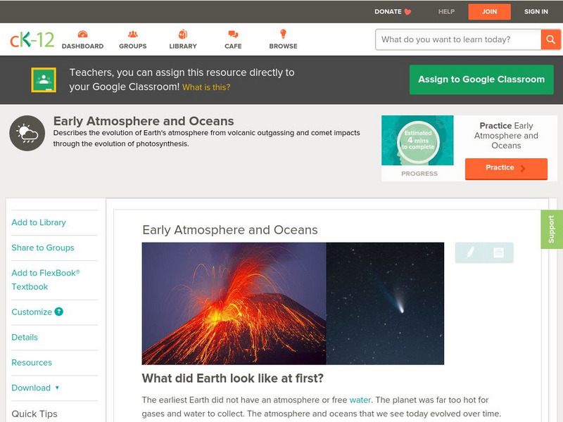 Ck 12: Earth Science: Early Atmosphere and Oceans Unit Plan Ck 12: Earth Science: Early Atmosphere and Oceans Unit Plan