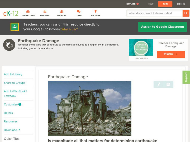 Ck 12: Earth Science: Earthquake Damage Unit Plan Ck 12: Earth Science: Earthquake Damage Unit Plan