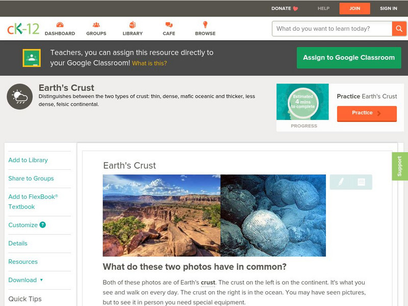 Ck 12: Earth Science: Earth's Crust Unit Plan Ck 12: Earth Science: Earth's Crust Unit Plan