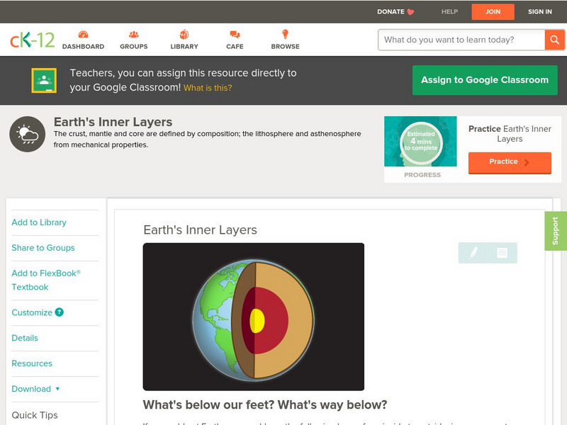 Ck 12: Earth Science: Earth's Inner Layers Unit Plan Ck 12: Earth Science: Earth's Inner Layers Unit Plan
