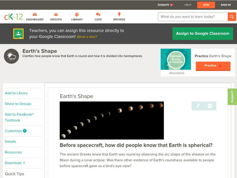 Ck 12: Earth Science: Earth's Shape Unit Plan Ck 12: Earth Science: Earth's Shape Unit Plan
