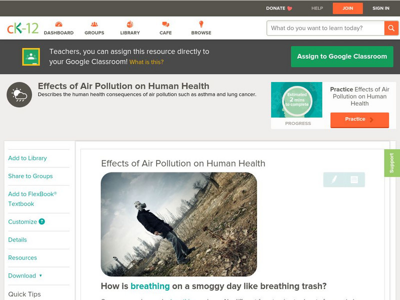 Ck 12: Earth Science: Effects of Air Pollution on Human Health Unit Plan Ck 12: Earth Science: Effects of Air Pollution on Human Health Unit Plan