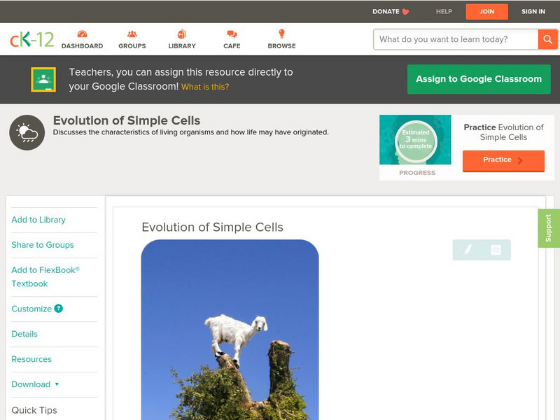 Ck 12: Earth Science: Evolution of Simple Cells Unit Plan Ck 12: Earth Science: Evolution of Simple Cells Unit Plan