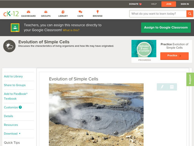 Ck 12: Earth Science: Evolution of Simple Cells Unit Plan Ck 12: Earth Science: Evolution of Simple Cells Unit Plan