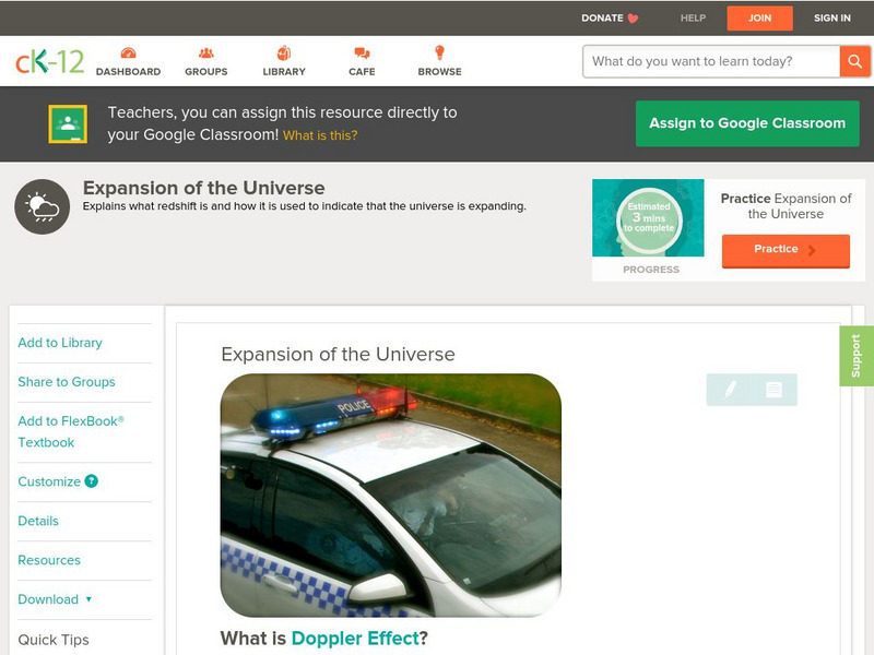 Ck 12: Earth Science: Expansion of the Universe Unit Plan