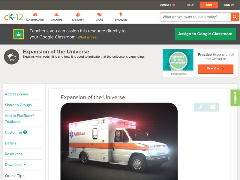 Ck 12: Earth Science: Expansion of the Universe Unit Plan