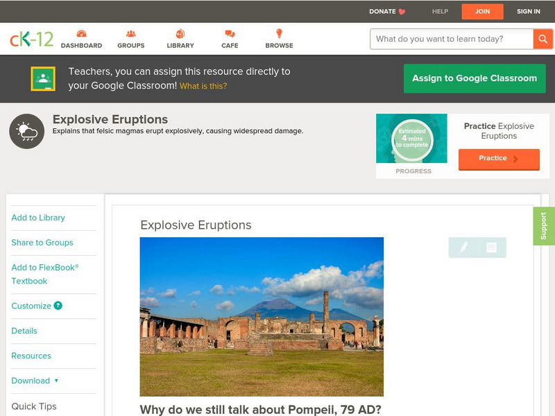 Ck 12: Earth Science: Explosive Eruptions Unit Plan Ck 12: Earth Science: Explosive Eruptions Unit Plan