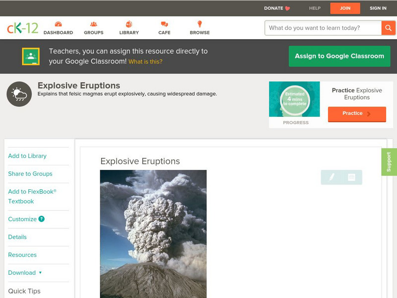 Ck 12: Earth Science: Explosive Eruptions Unit Plan Ck 12: Earth Science: Explosive Eruptions Unit Plan