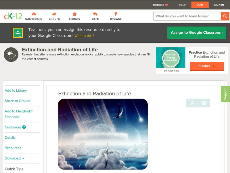 Ck 12: Earth Science: Extinction and Radiation of Life Unit Plan Ck 12: Earth Science: Extinction and Radiation of Life Unit Plan