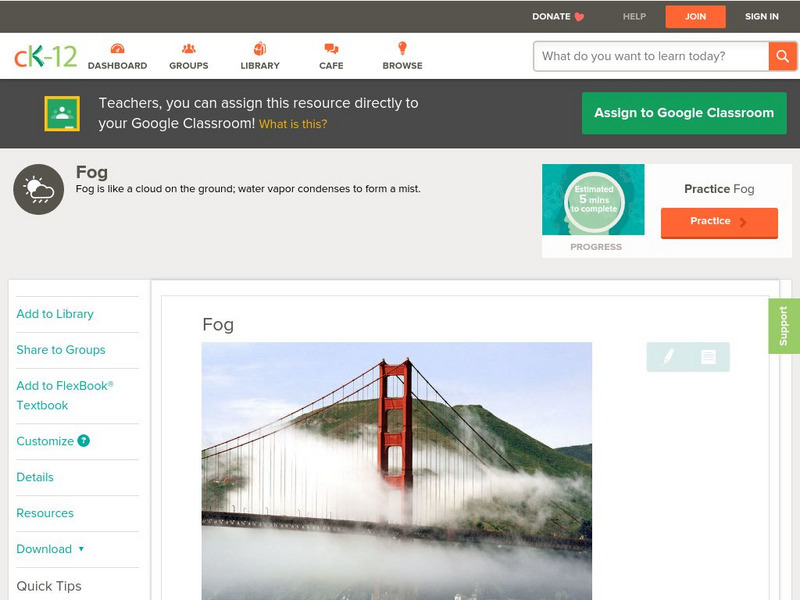 Ck 12: Earth Science: Fog Unit Plan Ck 12: Earth Science: Fog Unit Plan