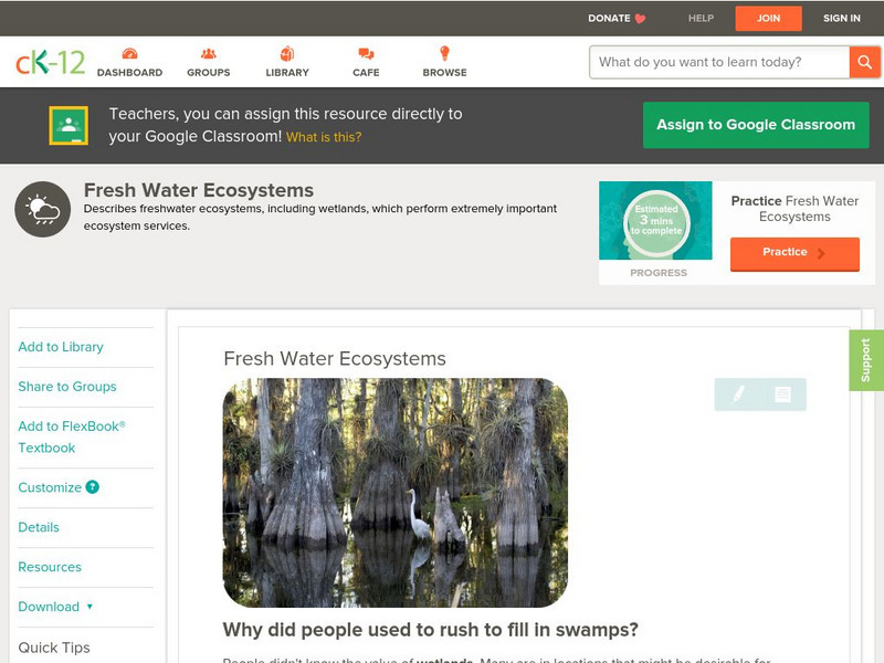 Ck 12: Earth Science: Fresh Water Ecosystems Unit Plan Ck 12: Earth Science: Fresh Water Ecosystems Unit Plan